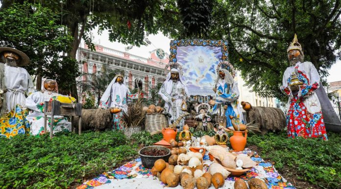 NATAL:PRESÉPIO NATURAL E ARTESANAL ILUMINA A PRAÇA XV EM FLORIANÓPOLIS
