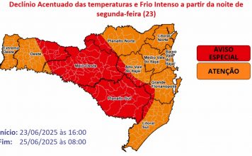 SANTA CATARINA EM ALERTA VERMELHO: FRIO EXTREMO COM RISCO DE NEVE E GEADA GENERALIZADA