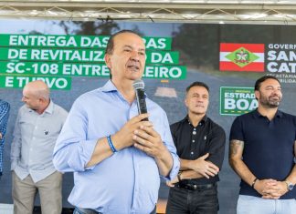 SC-108 REVITALIZADA: GOVERNADOR JORGINHO MELLO ENTREGA OBRA DE R$ 20 MILHÕES ENTRE MELEIRO E TURVO