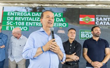 SC-108 REVITALIZADA: GOVERNADOR JORGINHO MELLO ENTREGA OBRA DE R$ 20 MILHÕES ENTRE MELEIRO E TURVO